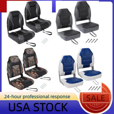 2 Pack Waterproof Folding Boat Seats, High-Back Ergonomic Captain Chairs with Th