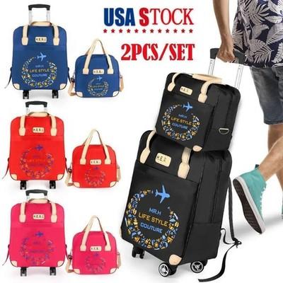 2 Pcs/set Travel Carry Luggage Rolling Spinner Suitcase Wheeled Duffle Bag NEW
