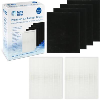 2 Premium HEPA Filters Compatible with Coway AP-1512HH-FP (2 Hepa & 4 Carbon)