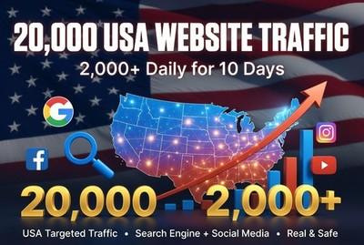 20,000 USA Website Traffic - 2,000 Daily Visitors for 10 Days - Real Traffic