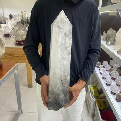 20.06LB Natural black hair crystal, white crystal pillar, quartz crystal