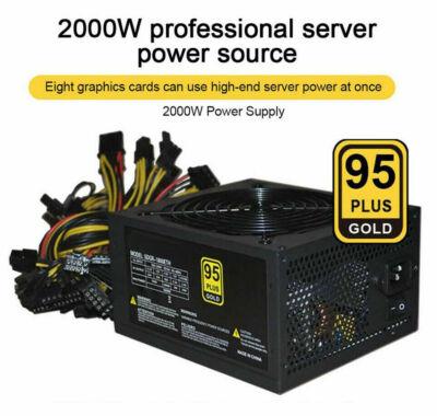 2000W Mining Power Supply 8 GPU PSU 160-260V ATX ETH Rig Ethereum Miner 2025 NEW