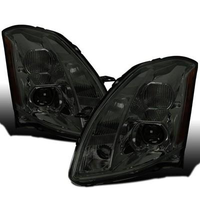 2004-2006 Nissan Maxima Halogen Projector Headlights Assembly Pair Smoke