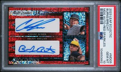 2023 LEAF ECLECTIC CHASE BURNS/BRODY BRECHT RED SPARKLES DUAL AUTO #2/9 PSA 10