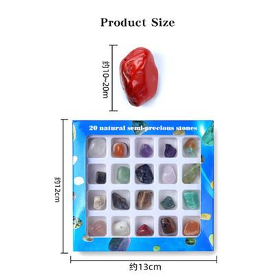 20Pcs Square Box Crystal Chakra Healing Stones and Crystals Set Irregular Gemsto