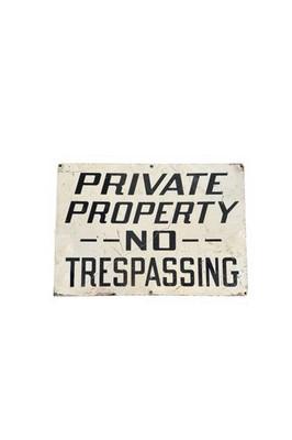 20x14” Vintage Porcelain Enamel Sign PRIVATE PROPERTY - NO TRESPASSING | c.1940