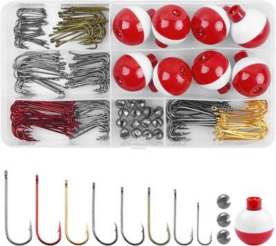 215pcs Fishing Tackle Kit with Hooks Bobbers Sinkers Portable Organizer for