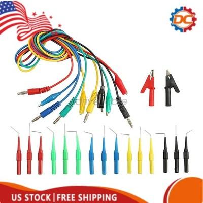 22Pcs Automotive Back Probe Kit Multimeter Test Leads Alligator Clips Wire Tool-