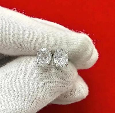 2Ct Oval Cut IGI Certified Lab Grown Diamond Stud Earrings Solid 14k White Gold