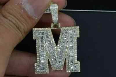 2Ct Round Cut Moissanite Custom Initial Letter Pendant 14K Yellow Gold Plated