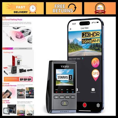2K 60fps Dash Cam, 1440P Front Recording, HDR Night Vision, Voice Control, GPS,