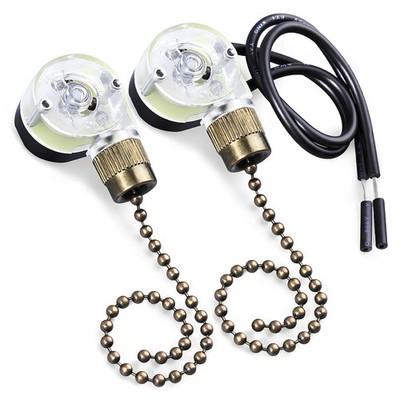 2Pack Ceiling Fan Light Pull Switch Zing Ear ZE-109, Bronze 2 Wire Turn On-Off R