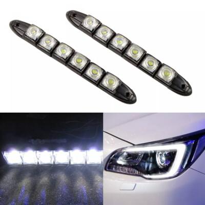 2PCS White 6 LED Daytime Running Driving DRL Light Flexible Strip Fog Lamp 12V