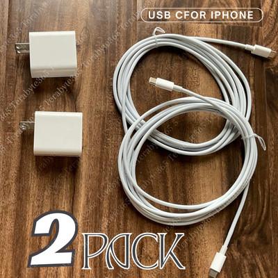 2X For iPhone 17 16e 15 14 13 12 11 PD 20W USB C Fast Charger Block Type C Cable