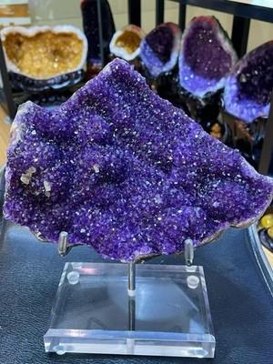 3.09LB Natural Amethyst Quartz Cluster Crystal Mineral Reiki Healing Decor