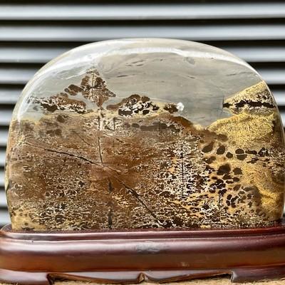 3.4 lb Landscape Stone Natural Art Gift Scenic Display Home Decor w/ Stand