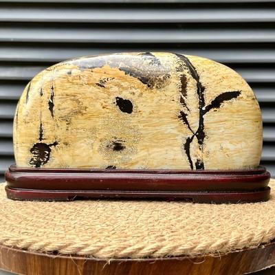 3.4 lb Natural Stone Scenic Pattern Polished Display Art Piece Decor
