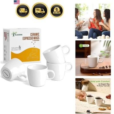 3.5 oz Espresso Cups Set of 4 - Elegant Dishwasher Safe Coffee Mugs for Gifting