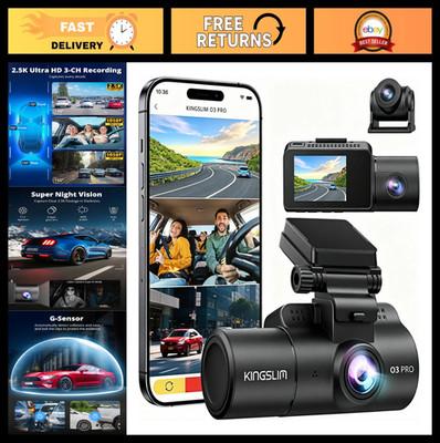 3-Channel 5G WiFi Dash Cam, 2.5K/1080P Front & Rear, Night Vision, Loop Recordin