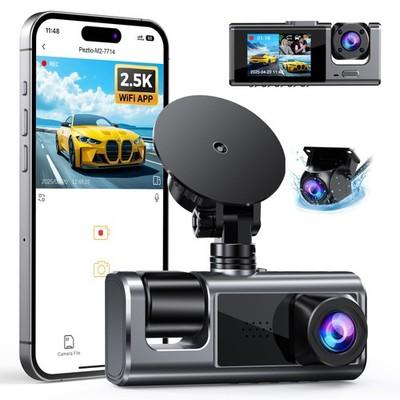 3 Channel WiFi Dash Cam Front Rear Inside 64GB SD Card 2,5K 1080P G-Sensor