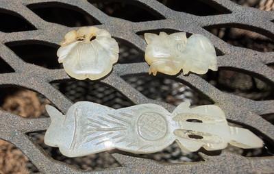 3 Chinese Antique White Jade Pendants 19th