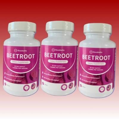 3 Pack Organic Beet Root Capsules - Nitric Oxide Booster, Blood Pressure Support
