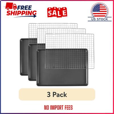 (3-Pack) Wilton Premium Nonstick Mega Cookie Sheet & Cooling Rack Set, 21x15
