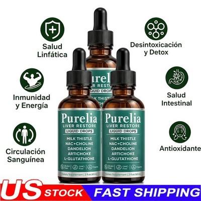 3 PCS Purelia Liver Restore Drops – Complete Liver Detox Support Supplement 60ml