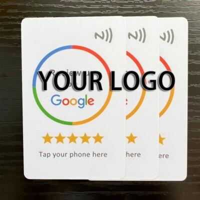 3 Your Logo Printed NFC Google Review Cards with QR code, Help Boosting Reviews