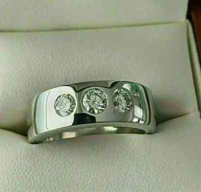 3CT Round Cut Lab Created Diamond Men's Wedding Band Ring 14K White Gold Plated
