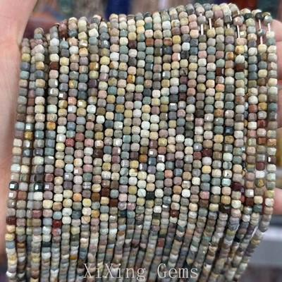 3mm Natural Tiny Faceted Cube Square Agate Beads for Jewelry Making