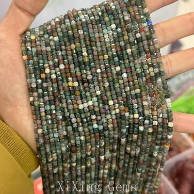 3mm Natural Tiny Faceted Cube Square Indian Agate Beads for Jewelry Making DIY