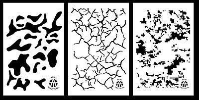 3Pack! Vinyl Airbrush Camo Stencils 10 Mil 14x9" Cracked Earth Multicam Digital