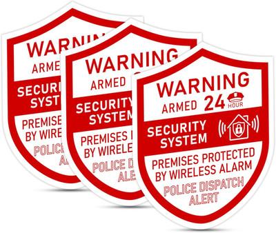 3PCS Security Alarm System Sign for Home,Self-Adhesive Weatherproof 24 Hours Sec