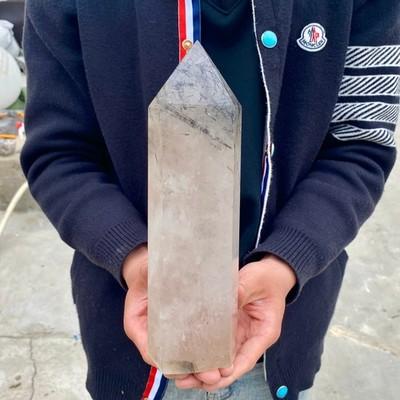 4.43LB Natural black hair crystal, white crystal pillar, quartz crystal