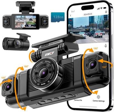 4 Channel Car Dash Cam 360° 1080P Front Rear Night Vision 5G WiFi 128GB SD Card