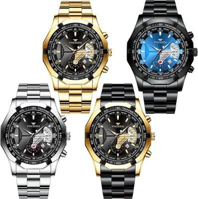 4 Pack Men's Stainless Steel Watches Waterproof Date Luminous Big Face Gold Silv