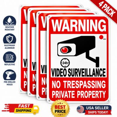 4-Pack Metal No Trespassing Signs Private Property 10 x 7 inch Rust Free 0.04