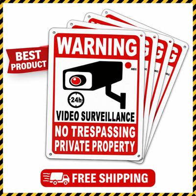 4-Pack Metal No Trespassing Signs Private Property 10 x 7 inch Rust Free 0.04