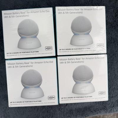 4 Pack Mission Battery Base for Amazon Echo Dot 4th 5th Gen Portable White