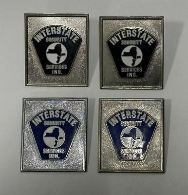 4 Vintage Obsolete Interstate Security Services Officer Badge enamel New York