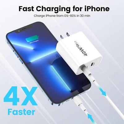 40W DUAL USB-C PD Fast Charging Cube Wall Charger Power Adapter Type-C Brick Lot