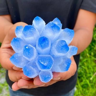 445G New find blue Phantom Quartz Crystal Cluster mineral samples