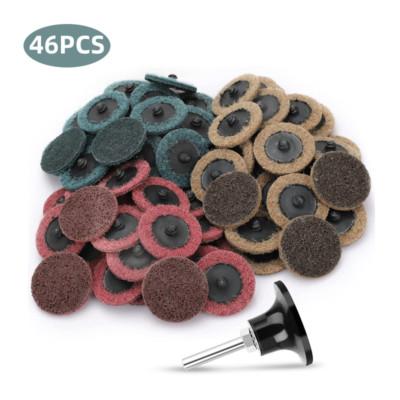 46PCS 2" Sanding Discs Die Grinder Quick Change Disc Set Type R W/ 1/4 Holder