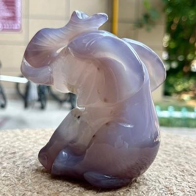 491 g Crystal Agate Elephant Sculpture Celebration Gift Animal Display