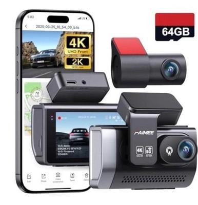 4K Dash Cam Front and Rear with GPS, Upgraded 5.8G WiFi, Dual Dash