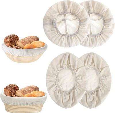 4Pcs Banneton Liners, 10In Cloth Bowl Covers for Bread Proofing,Reusable