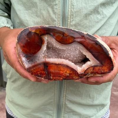 5.18LB Large Natural Red Agate Geode Carnelian Druzy Crystal Mineral Specimen
