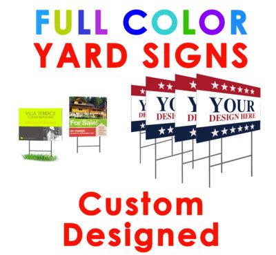 5 Custom Printed Yard Signs full color 24pt 2 Sided Personalized Polyboard+Stand