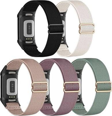 5 Pack Stretchy Watch Bands Compatible with Fitbit Charge 6 Bands/Fitbit Charge